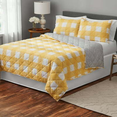 #ad Mainstays Check Yellow Gingham Polyester Pillow Shams Standard 2 Pack $19.76