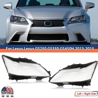 #ad Pair For Lexus GS350 GS450H 2013 2015 Headlight Lens Headlamp Cover Replacement $127.99