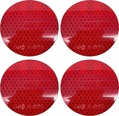 #ad 3quot; Inch Round DOT SAE Red High Visibility Reflective Strong Stick On Prism $10.00