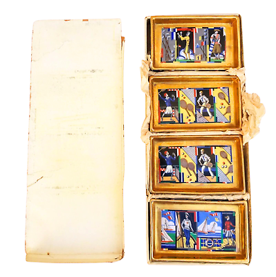 #ad Very Rare 1910#x27;s German Sports 4 Tray Set Art Deco Gilt Porcelain Original Box. $260.00
