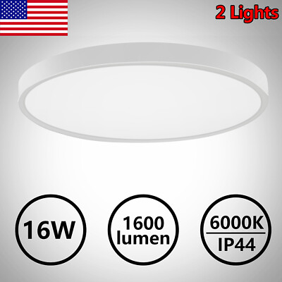 #ad 2x 16W LED Ceiling Light Ultra Thin Flush Mount Kitchen Lamp Home Fixture 6000K $18.99