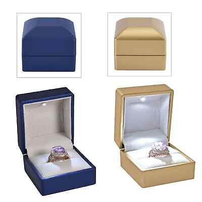 #ad #ad Set of 2 Sapphire Blue Golden Polish Led Light Ring Box Can Hold up to 2 Rings $32.99