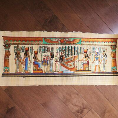 #ad Huge Signed Handmade Papyrus Egyptian quot;Queen ISISquot; Art Painting...32quot;x12quot; Inches $14.90