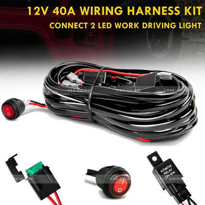 LED Work Light Bar Wiring Harness Kit ON OFF Switch 12V 40A Car Truck Offroad $10.44