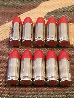 #ad 9MM LUGER SNAP CAPS SET OF 10 REDNICKEL REAL WEIGHT $12.50