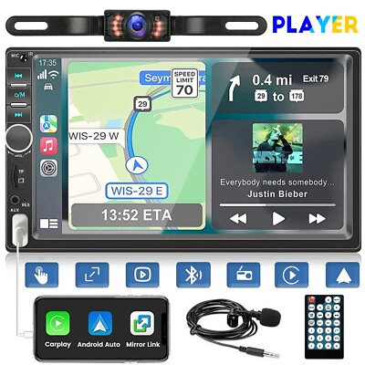 #ad Double Din 7quot; Car Stereo Android Apple Carplay Radio Touch Screen Player Camera $49.99