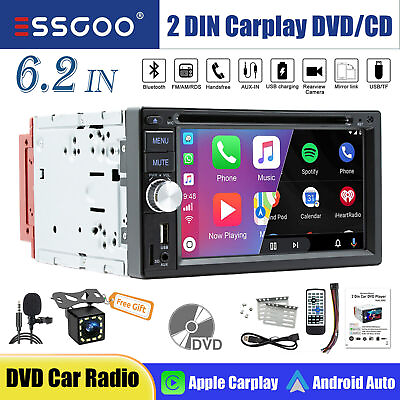 #ad Double 2 DIN 6.2quot; Car Radio DVD CD Carplay Stereo HD Touch Screen FM RDS Camera $106.59
