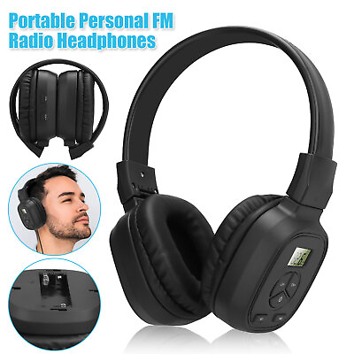 #ad Portable FM Radio Wireless Headphones Headset Stereo Foldable Receivers Over Ear $15.48