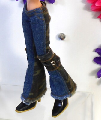 #ad Bratz Nevra Clothes Safari Wild Life Pair Jean Pants Pair High Black Boots MGA $14.99