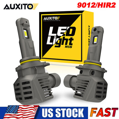 #ad AUXITO 9012 LED Headlight Kit High Low Beam Bulbs Bright White Wireless CANbus $32.99