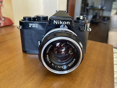 #ad CLA’D Nikon FE2 BLACK 35mm SLR film Camera With Data Back $285.00