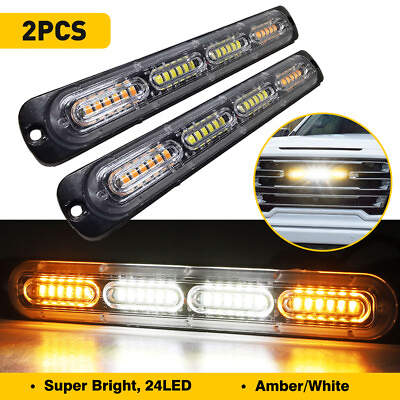 #ad Amber White LED Car Truck Emergency Flash Warning Hazard Strobe Light Bar 24smd $17.99