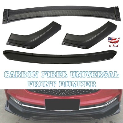 #ad For Carbon Fiber Universal Car Front Bumper Lip Spoiler Splitter Body Kit USA $160.00