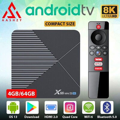 #ad NEW Smart TV Box Android 13.0 8K UHD Media Stream Player WIFI 6 Quad Core RK3528 $36.99