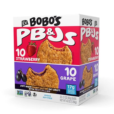 #ad Bobo#x27;s Peanut Butter and Jelly Oat Snack Variety Pack 10 Grape Flavored 10 $32.80