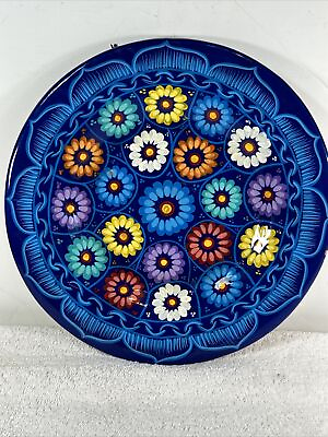 #ad Mexican Folk Art Hand Painted Colorful Floral Wall Hanger Ready To Go NICE $16.00