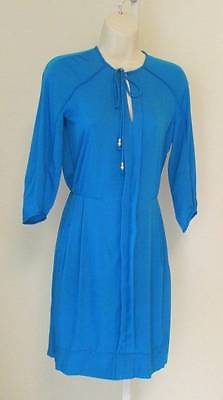 #ad #ad Diane von Furstenberg Apona Electric blue dress tie shirt dress pleat 0 DVF New $79.99