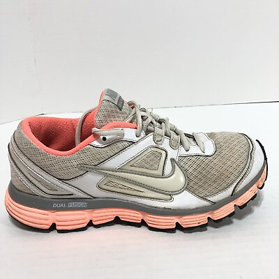 #ad Nike Dual Fusion ST Women#x27;s 407847 105 White Grey Peach Size 9.5 Athletic Shoe $10.00