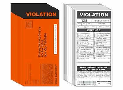 #ad 25 Fake Parking Tickets Prank Joke Funny Pretend Police Cop Gag Violation Fun $9.99
