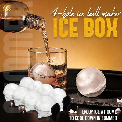 4 Ice Ball Molds Cavity Round Ice Cube Maker DIY Bar Party Cocktail 4 hole Tool $8.24