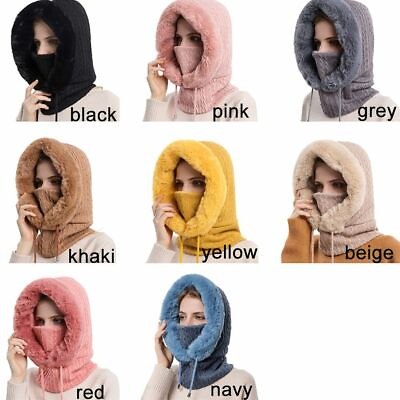 #ad Fashion Winter Ski Cashmere Collar Cap Hat Set Outdoor Riding Hooded $25.33