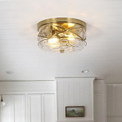 #ad 2 Lights Modern Semi Flush Mount Ceiling Light Fixture Gold Glass Ceiling Light $59.99