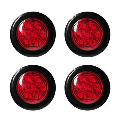 4PCS Red Round 7 LED Side Marker Clearance Light Trailer Truck Tail Lamp 2quot; Inch $16.98