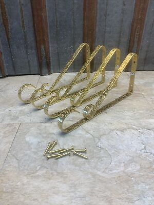 #ad Lot Of 12 Vintage Metal Plant Basket Hanger ￼ bird feeder Bracket MCM Gold Tone $39.99