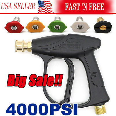 #ad 1 4quot; High Pressure Washer Gun 4000 PSI Car Wash Foam Spray Short Wand w 5 Nozzle $14.88