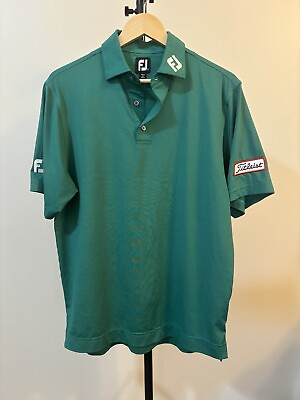 #ad Footjoy Polo Shirt Adult Small Green Titleist Tour Issue Golf Mens Collar Logo $45.00