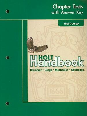 #ad Holt Handbook First Course: Chapter Tests with Answer Key $47.89