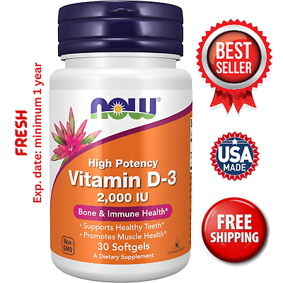 #ad NOW Supplements Vitamin D 3 2000 IU High Potency Structural Support $3.99