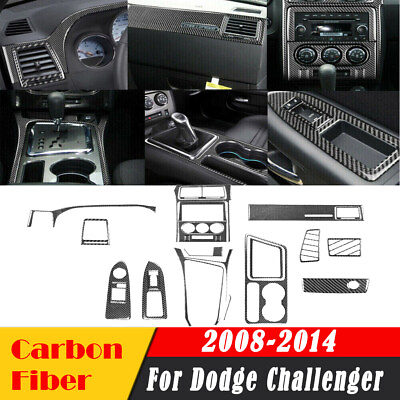 #ad 23Pcs Auto Carbon Fiber Interior Dashboard Cover For Dodge Challenger 2008 2014 $213.91