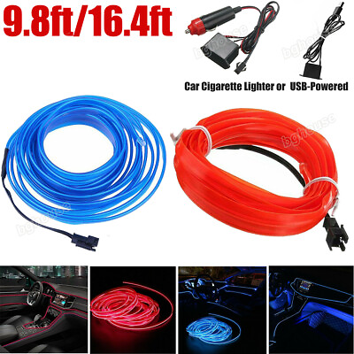 #ad Car LED Neon Wire Strip Light Auto Interior Atmosphere Decor Accessories 3M 5M $6.90