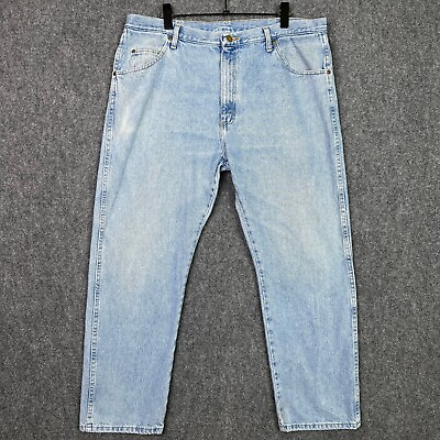 Wrangler Jeans Mens 40x30 Light Blue Wash Denim Straight Leg Cotton 5 Pocket $17.05