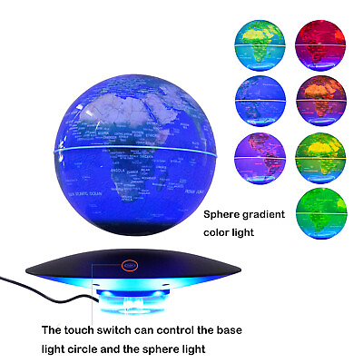 #ad 6quot; Floating Globe Magnetic Levitation World Map w RGB Light Home amp; Office Decor $72.00