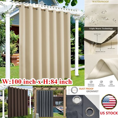 #ad 100quot;x84#x27;#x27; Extra Large Outdoor Curtains Waterproof Patio Blackout Drapes Sunblock $32.99