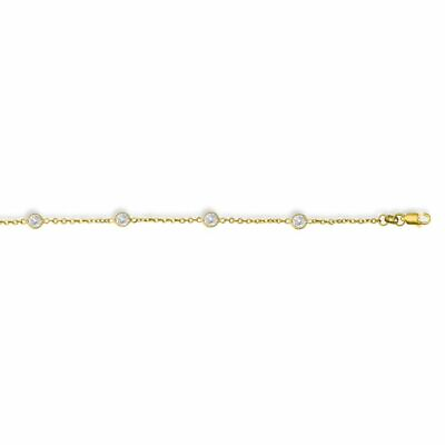 #ad 10quot; Polished Bezel Chain Anklet Real 14K Solid Yellow Gold $263.99