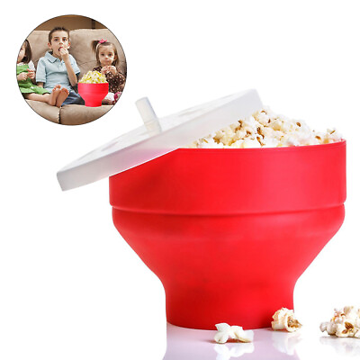 #ad Popcorn Maker Cup Microwave Silicone Home Corn Popper Machine Collapsible Bowl $19.49