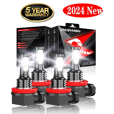 #ad 4X H11H11 LED Headlight Bulbs Combo High Low Beam 6500K for Chevy Impala 06 13 $19.98