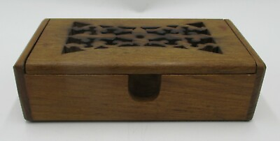 #ad NEW Wooden Brown Handcrafted Arts Decorative Jewelry Box Storage Souvenir $9.95