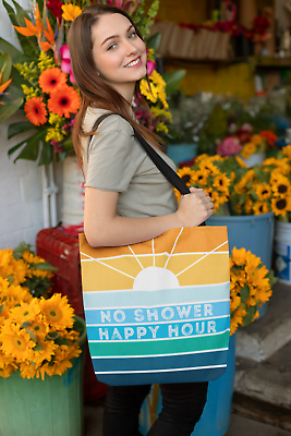 #ad Summer Tote Bag No Shower Happy Hour Summer Beach Tote Bag Retro Beach Bag $26.99