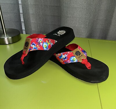 #ad NWOT Yellow Box Red Sydney Floral Flip Flops Women’s 9 Only Tried On Not Worn $17.49