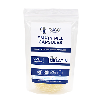#ad Empty Gelatin Clear Capsules Size 1 Halal Certified Kosher Gluten Gel 1000 ct $7.99