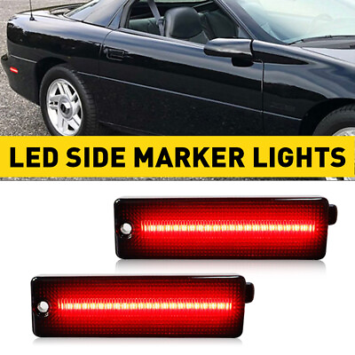#ad Pair LED Rear Bumper Side Marker Light Red Assembly For 1993 2002 Chevy Camaro $19.94