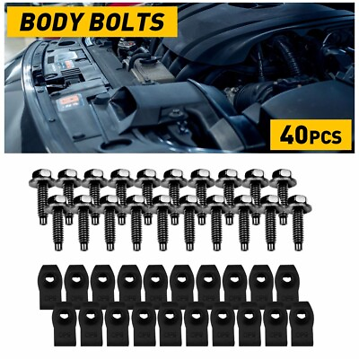 #ad 40x Body Bolts U nut Clips For Ford Truck 5 16 18 x 1 3 16quot; 1 2quot; hex Black EE $17.99