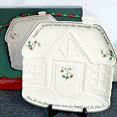 #ad Pfaltzgraff Winterberry Large figural sharing Platter MINT original box 12in $14.00