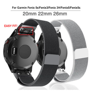 #ad Quick Fit Milanese Watchband For Garmin Fenix 6X 5X 7X Pro 3 Magnetic Loop Strap $13.99