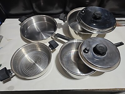 #ad Vintage Royal Prestige Cookware 7 Ply SS Titanium Silver Alloy Copper Vapo $199.99