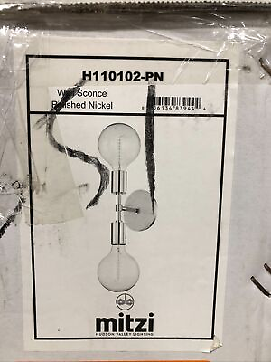 #ad Mitzi H110102 PN Chloe 2 Light Polished Nickel W Marble Accents Wall Sconce $94.99